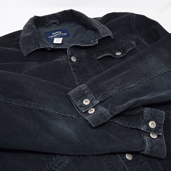 Canyon River Blues Corduroy Jacket Men Large Button Up Black Casual Cozy Outdoor - Picture 3 of 12